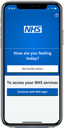 NHS app on mobile phone