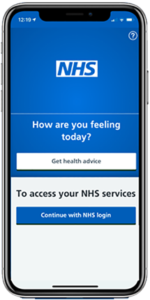 NHS app on mobile phone